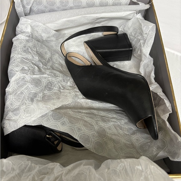 Louise et Cie Black Leather Peep-Toe Mules NWB - Picture 4 of 5